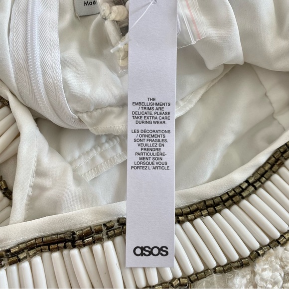 NWT Petite Embellished Beads Sequins Leg Slit Mini Dress White 0 - Picture 13 of 15